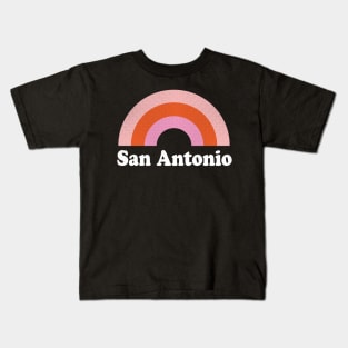 San Antonio, Texas - TX Retro Rainbow and Text Kids T-Shirt